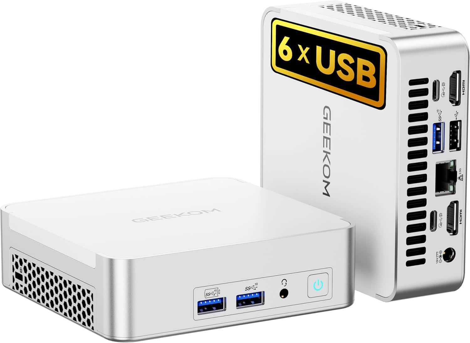 Geekom - XT13 Pro Mini PC, Intel Core i9 13900HK Mini Computer, 32GB RAM& 1TB SSD, Windows 11 Pro Pre-installed - White+Silver
