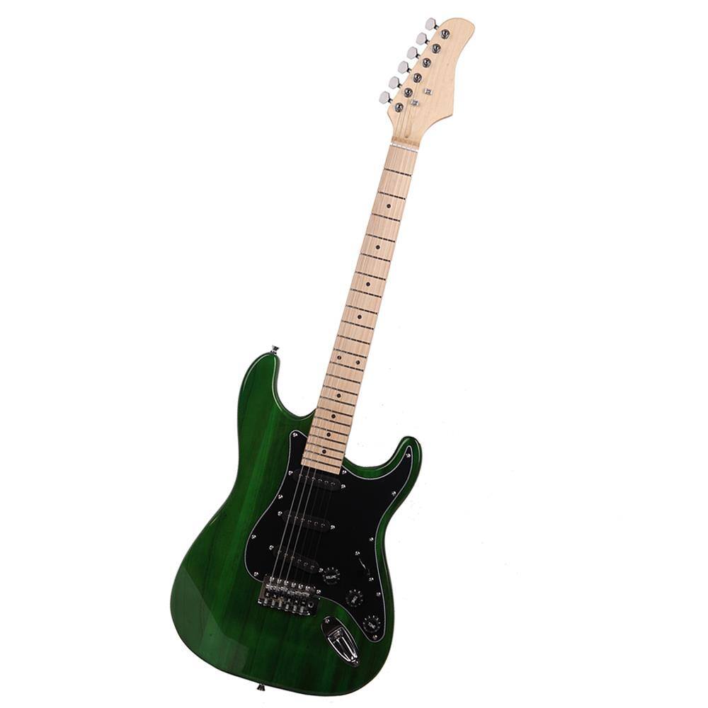 Left. Winado - New Beginner 6 Strings Green ST Electric Guitar Kit with Amp Basswood.