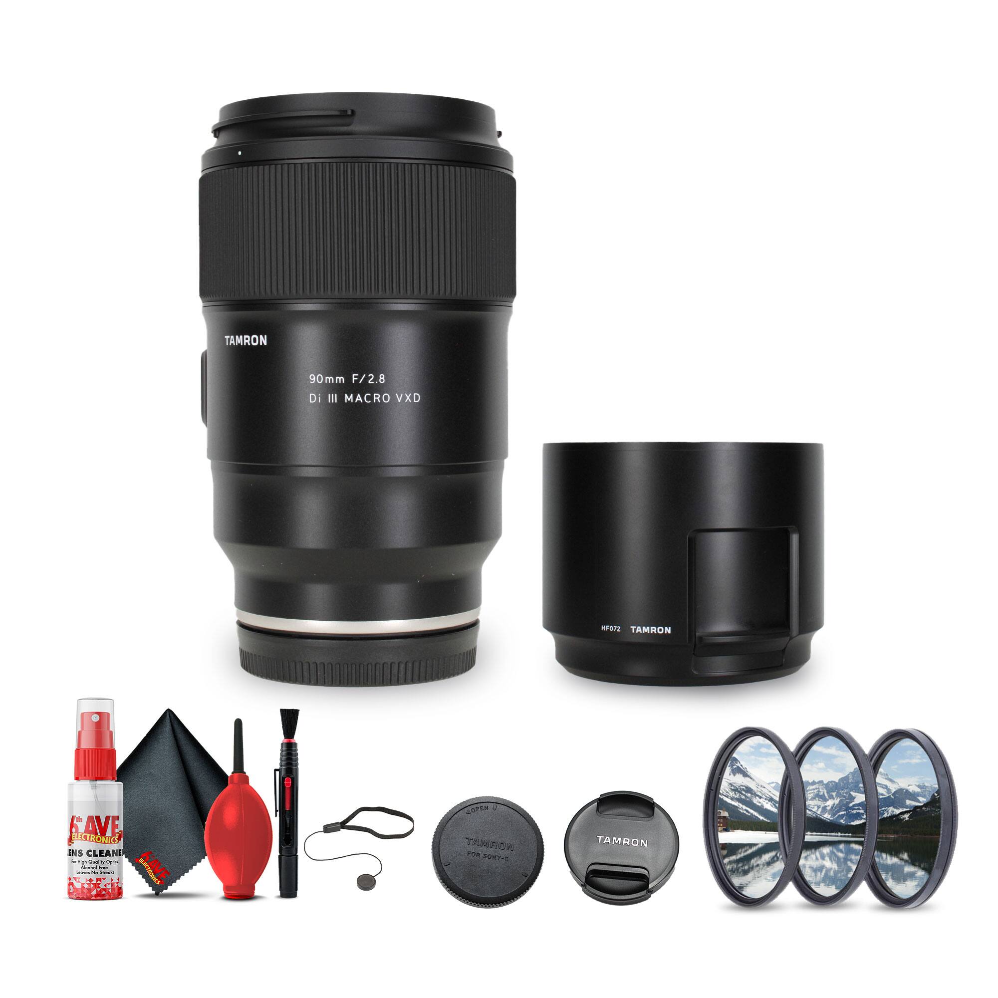 Tamron - 90mm f/2.8 Di III VXD Macro Lens (Sony E) + Lens Filter Kit + Cleaning Kit + More - Black price history on PriceWatchPro