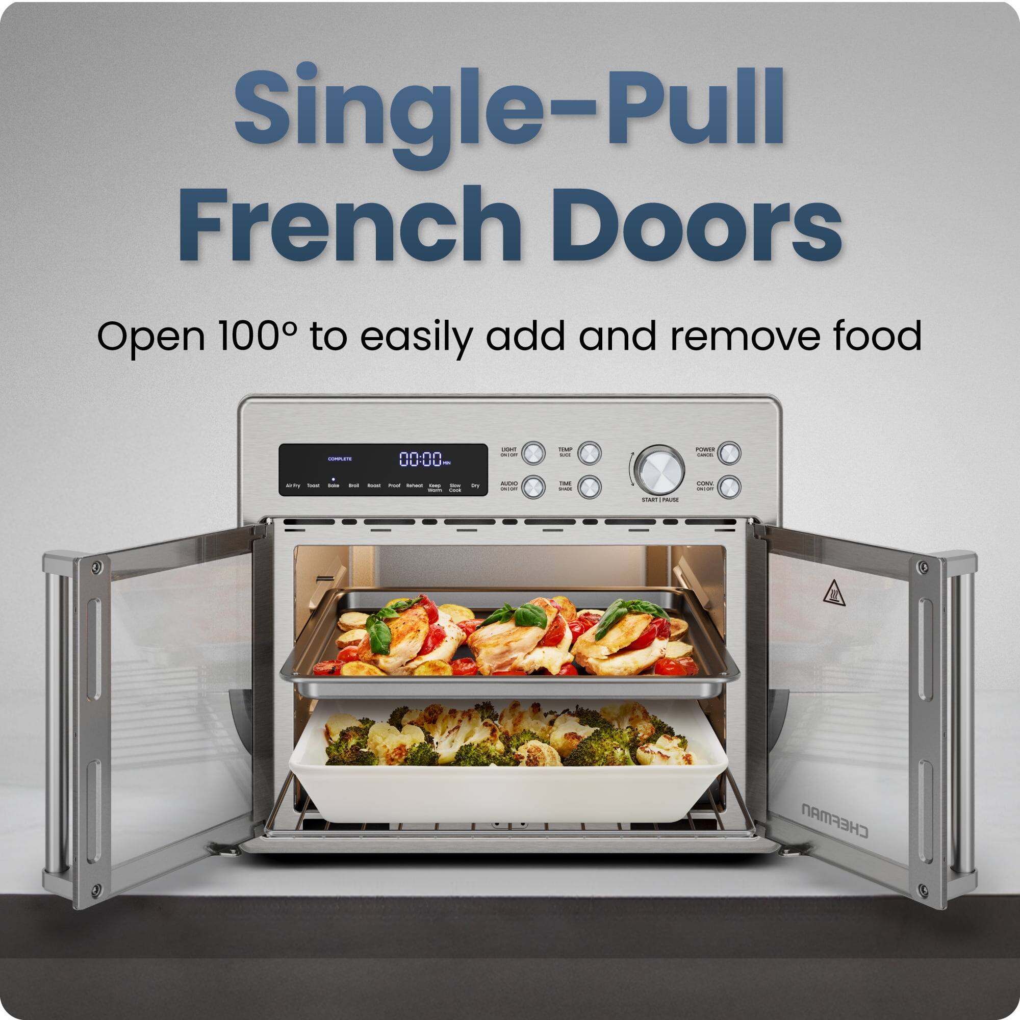 Single-Pull French Doors

Open 100° to easily add and remove food