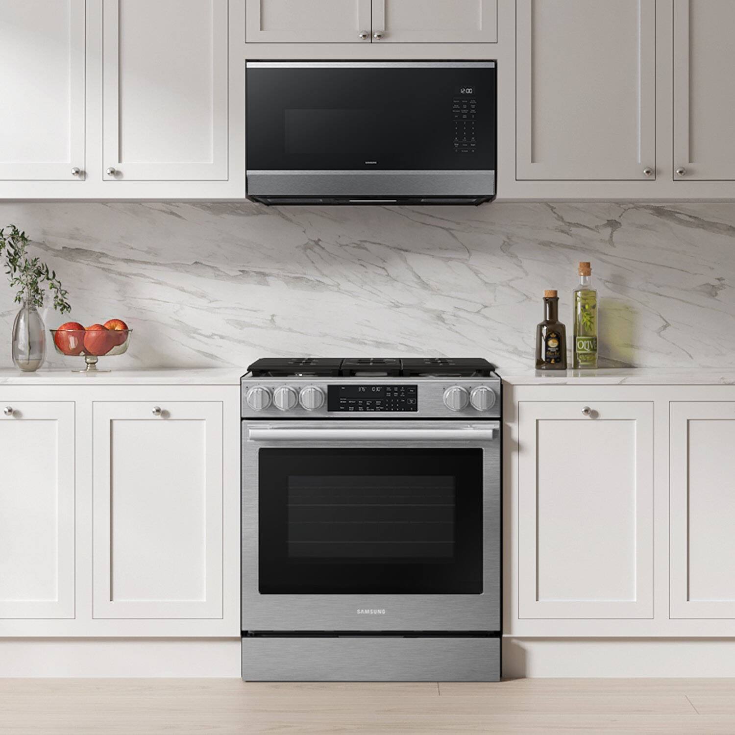 Alt View 13. Samsung - Bespoke Smart Slide-In Dual Fuel Range with Illuminated Precision Knobs, No Preheat Air Fry Max and True Convection - Fingerprint Resistant Stainless Steel.