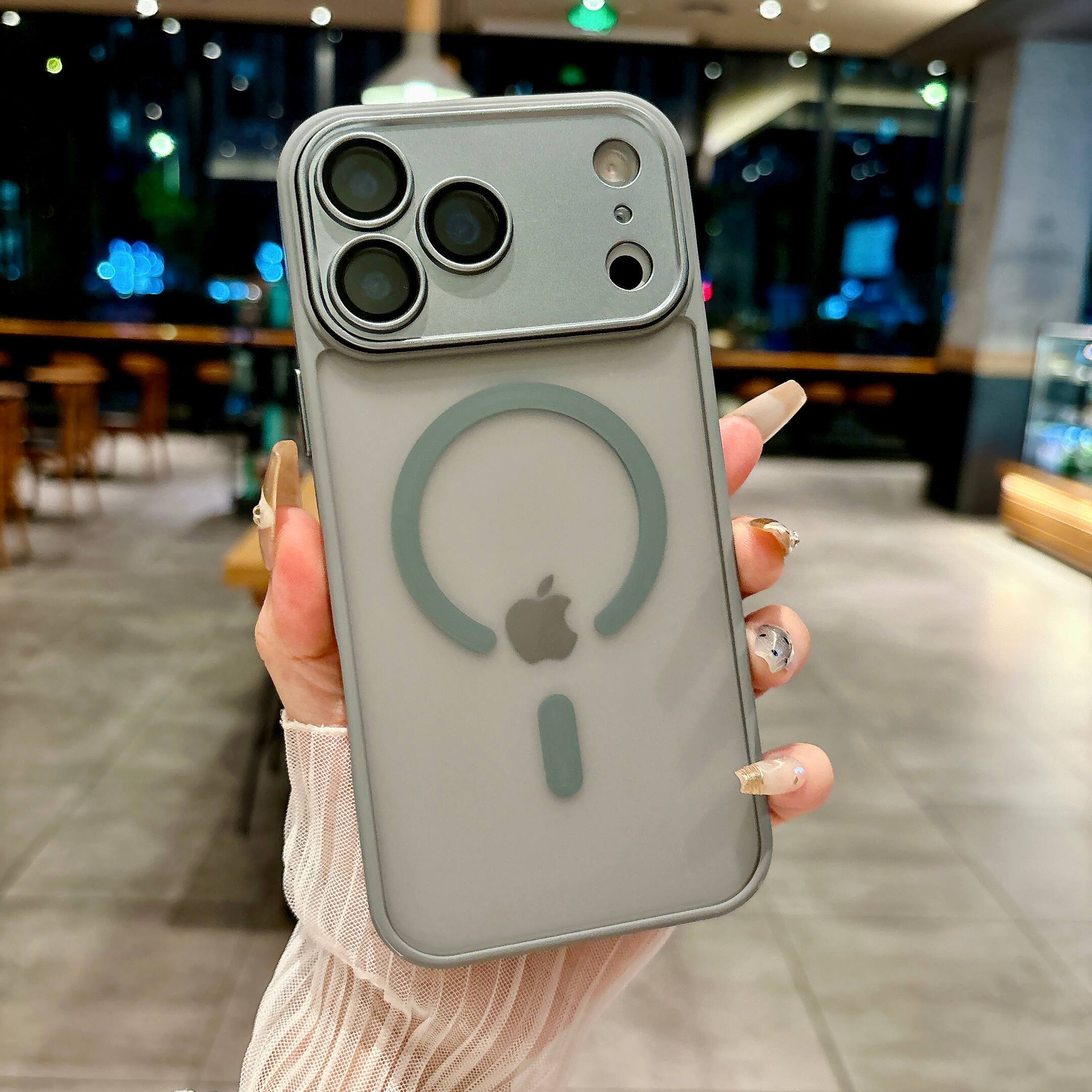 Front. UUCOVER - For Apple iPhone 17 Pro Max Magnetic Case with Built-in Camera Lens Protector Cover, Compatible with MagSafe Matte Cover - Gray.