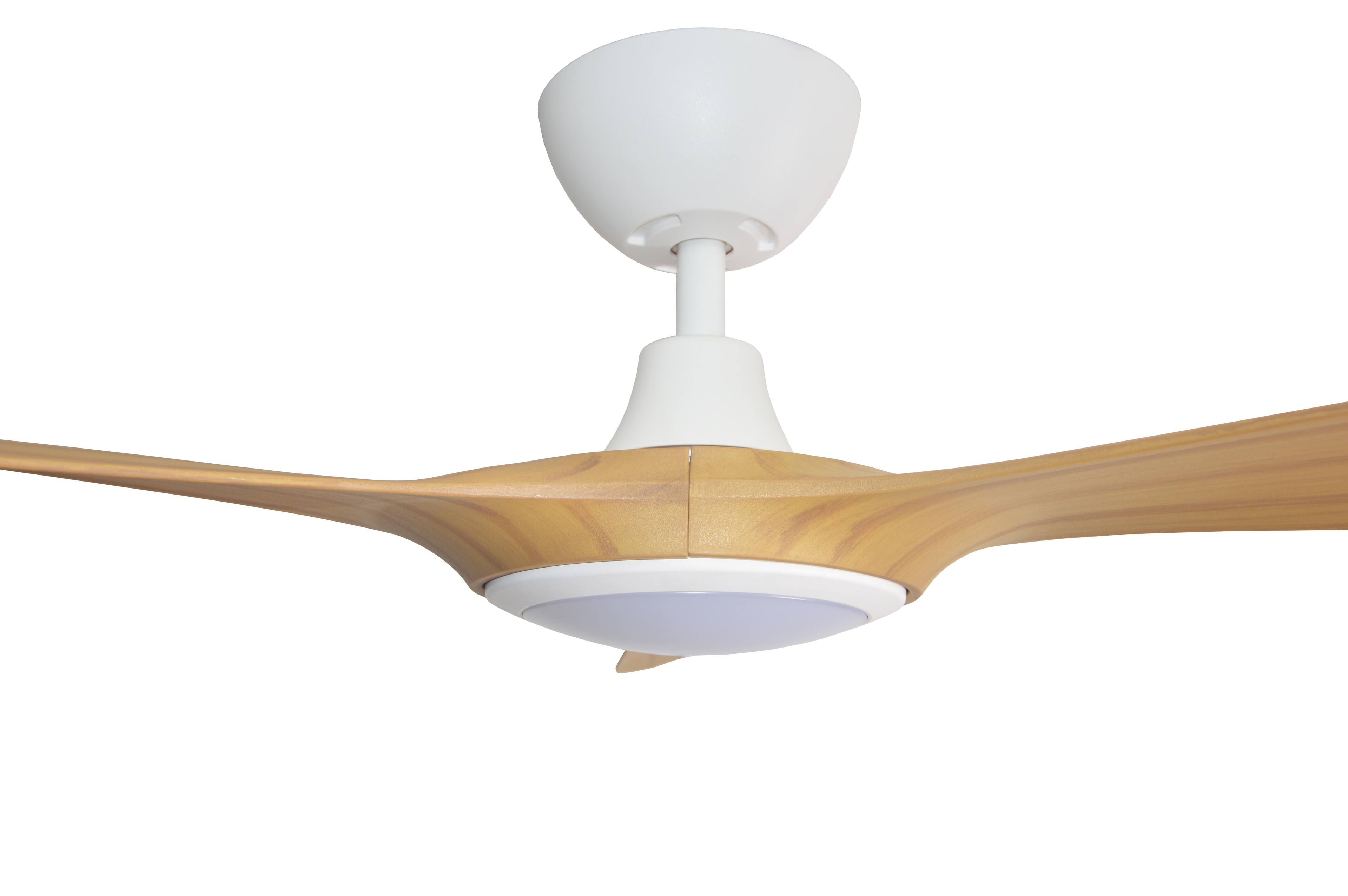 Alt View 3. ENLIGHT - 56" Smart Ceiling Fan, IP66 Outdoor/Coastal, CCT & Dimmable LED, Durable, Efficient & Quiet DC Motor, Matter, 3 Blades - Bamboo Woodgrain.