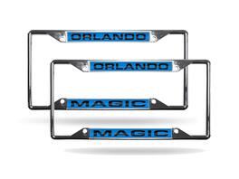 Rico Industries - Orlando Magic NBA (Set of 2) All Corner EZ View Chrome Metal Laser Cut License Plate Frames - Multi