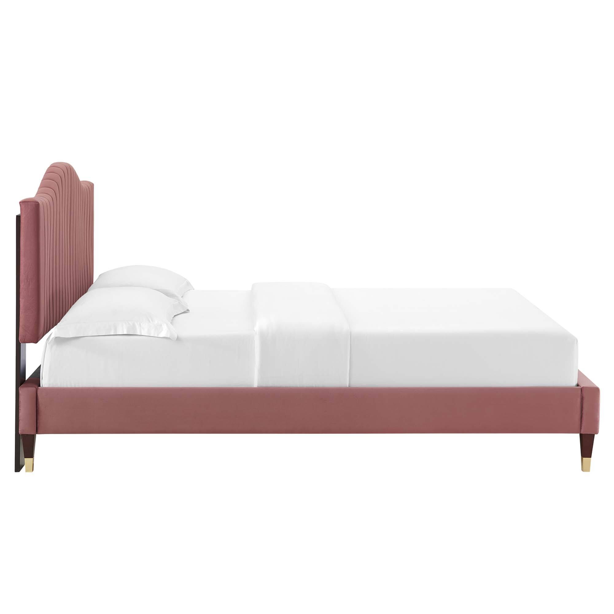 Alt View 6. Modway - Juniper Channel Tufted Performance Velvet King Platform Bed - Red.