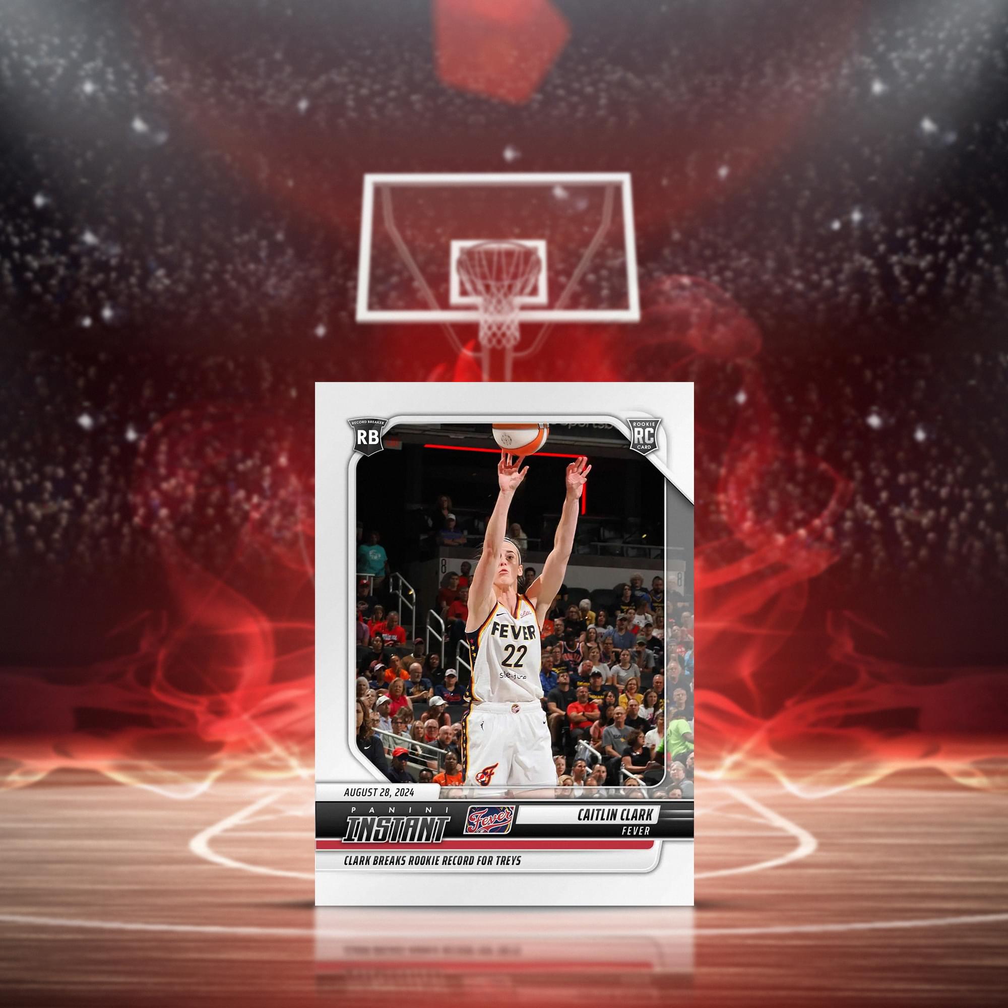 RB - TEREN  
RC - FEVER 22  
V - AUGUST 20 202  
PANINI F - A - A - INSTANT 30ch  
CLARK BREAKS ROOKIE RECORD  
JOR TREES  
CAITLIN CLARK FEVER