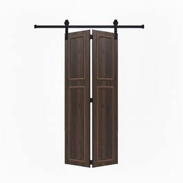 Boyel Living - Modern 2-Panel Barn Sliding Door 72-in L x 0.75-in W x 80-in H with Hardware Kit - Antique brown