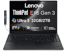 Lenovo - Upgraded - ThinkPad E16 Laptop 16'' Touchscreen (Intel Ultra 5-225U, 32GB DDR5, 2TB SSD, Win 11 Pro) w/DKZ USB Hub - Black