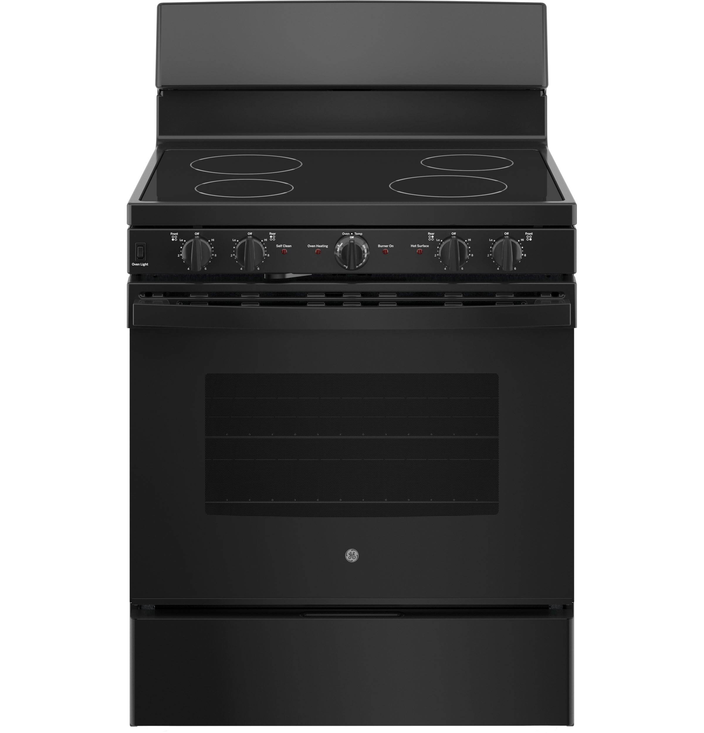 GE - 5 Cu. Ft. Freestanding Electric Range with Self-Cleaning and Dual-Element Bake - Black