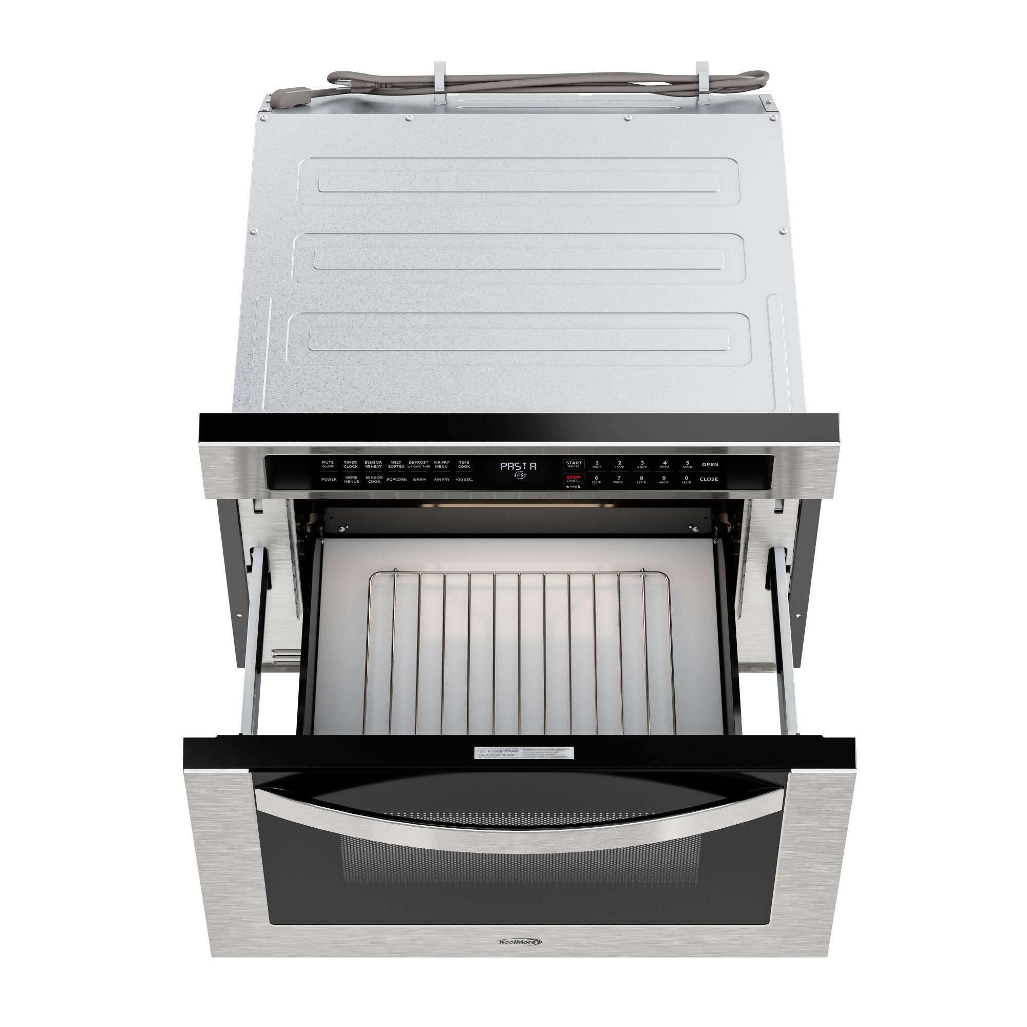 Alt View 7. Koolmore - 24 in. Built-In Microwave Drawer with Air Fry, Sensor Cooking, Touch Controls & Stainless Steel Interior, 1.2 Cu. Ft. - Sliver and Black.