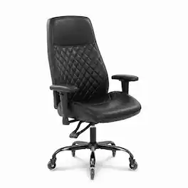 Neo Chair - Ergonomic Faux Leather Office Chair, High Back Mid-Century Morden Desk Chair, Tilting, Roller Blade Wheels - Black