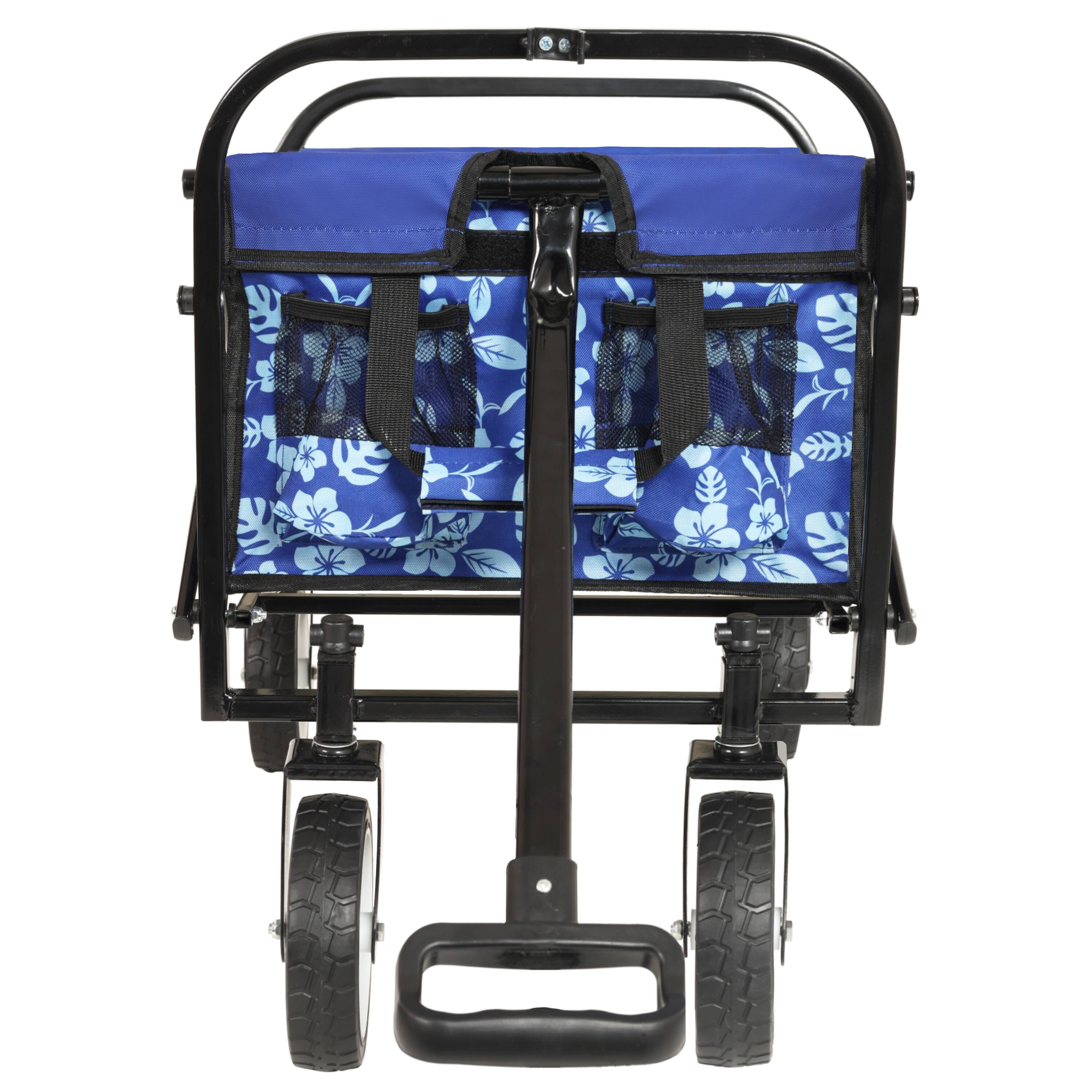 Alt View 1. APRILSOUL - Minimeetall Colorful Collapsible Foldable Wagon Cart with strapping system Supports 225lbs blue flower - Blue.