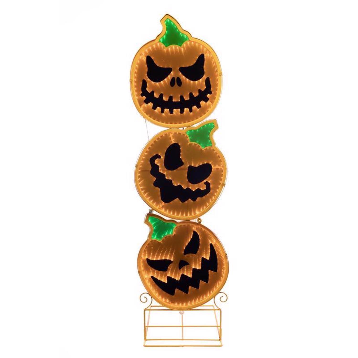 Front. Celebrations - Celebrations Halloween 48 in. LED Prelit Infinity Stacked 3 Pumpkins Halloween Decor - Multicolored.