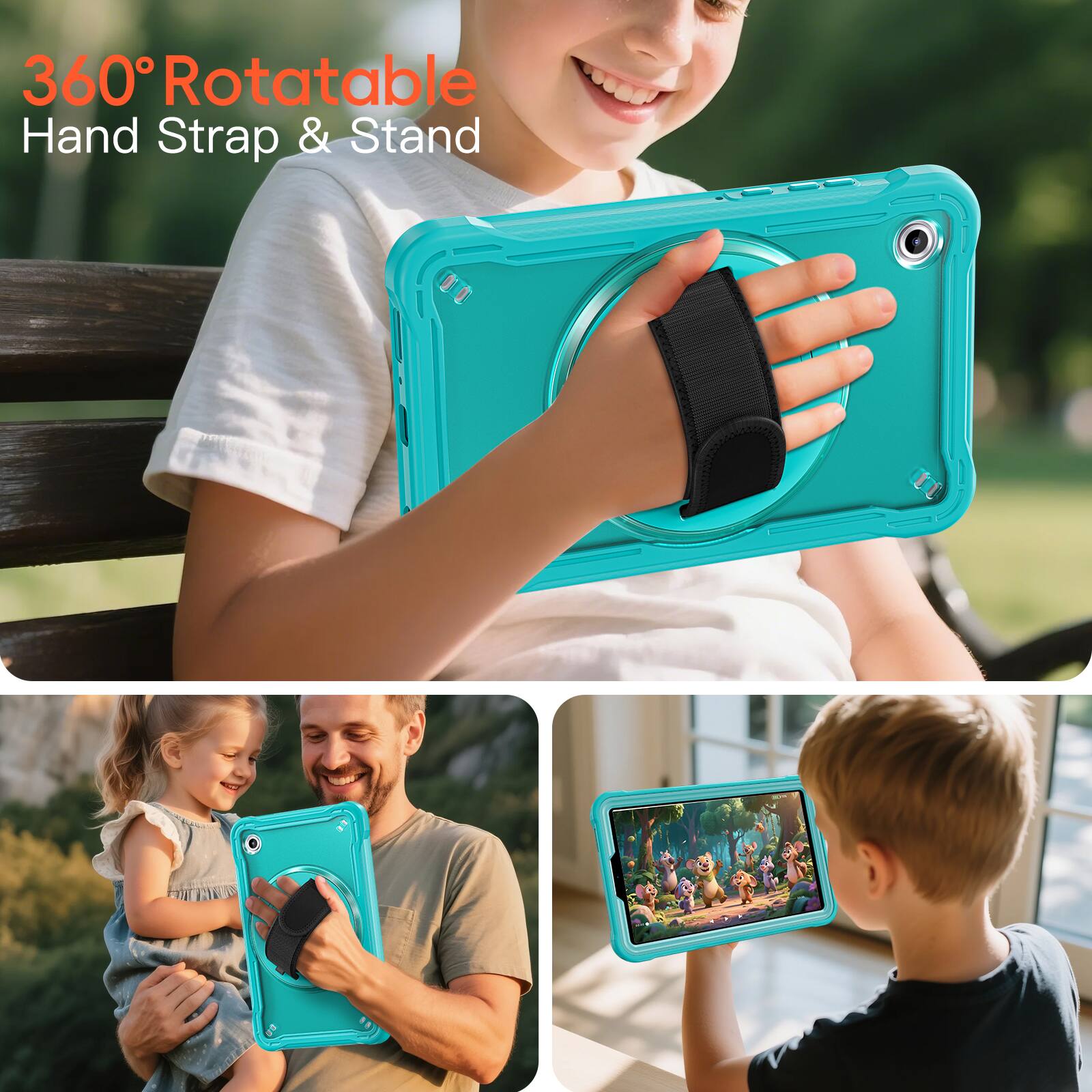 360° Rotatable Hand Strap & Stand
