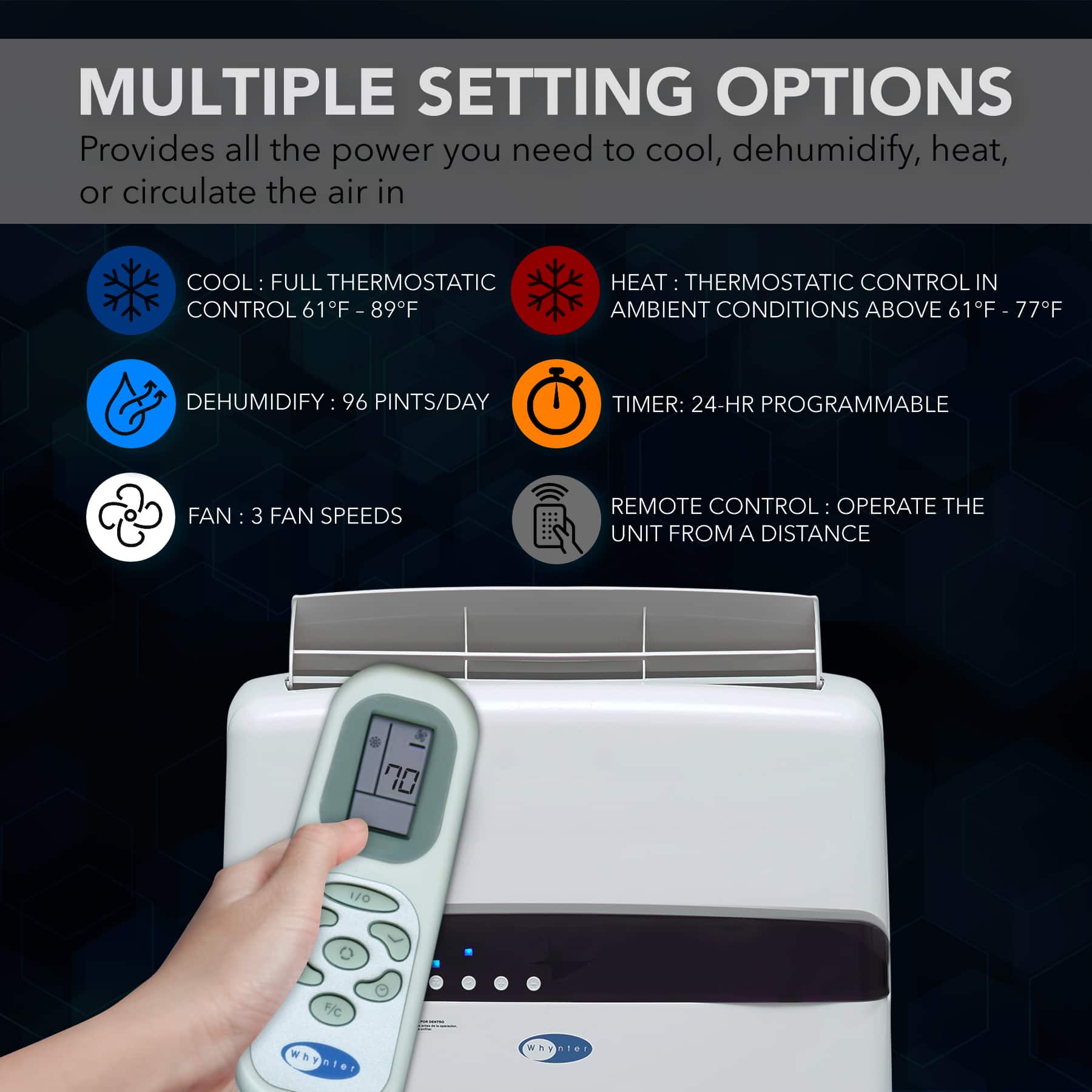 Alt View 15. Whynter - ARC-12SDH 12,000 BTU (6,884 BTU SACC) Dual Hose Cooling Portable Air Conditioner with Heater, up to 400 sq ft - Frost White.