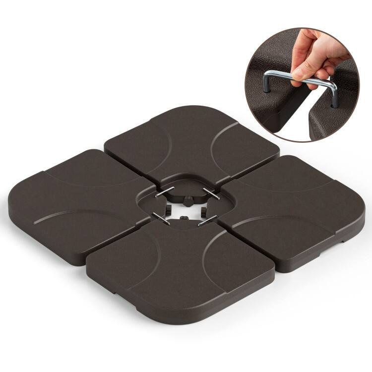 Alt View 6. Mondawe - 20 in Patio Offset Water Filled Plate Umbrella Base 4-Piece Stackable - Coffee.