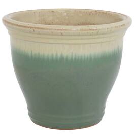 Sunnydaze - 15 in Studio High-Fired Glazed Ceramic Planter - Seafoam