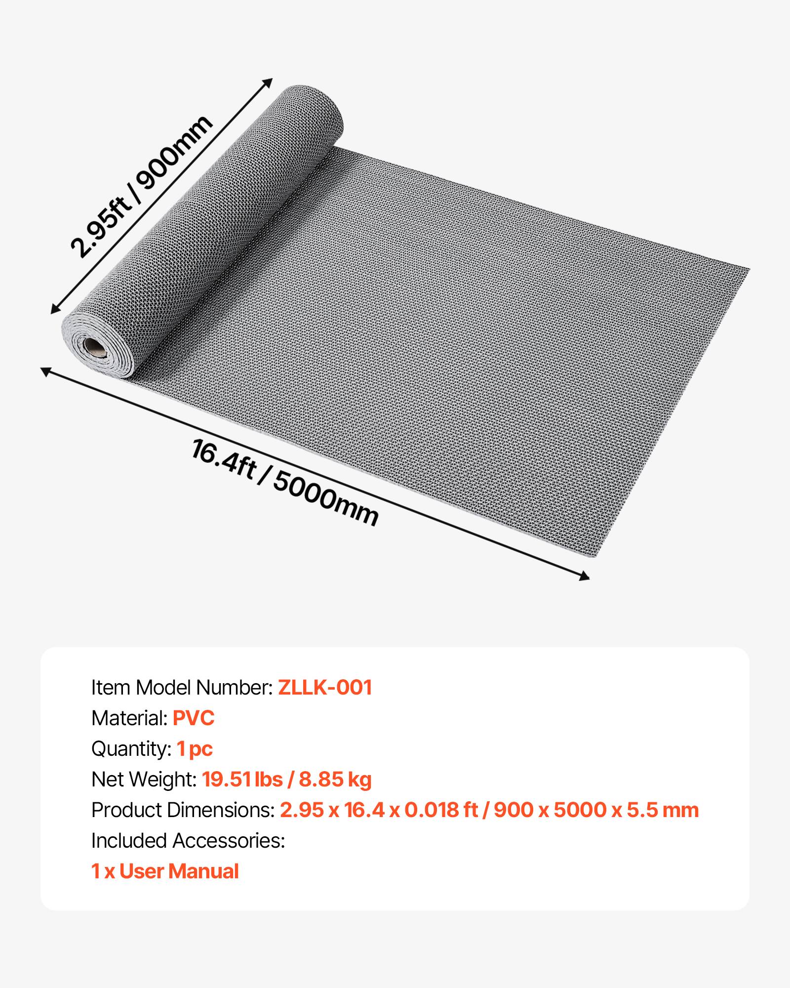 900mm | 2.95ft  
16.4ft | 5000mm  

Item Model Number: ZLLK-001  
Material: PVC  
Quantity: 1 pc  
Net Weight: 19.51 lbs / 8.85 kg  
Product Dimensions: 2.95 x 16.4 x 0.018 ft / 900 x 5000 x 5.5 mm  
Included Accessories: 1 x User Manual