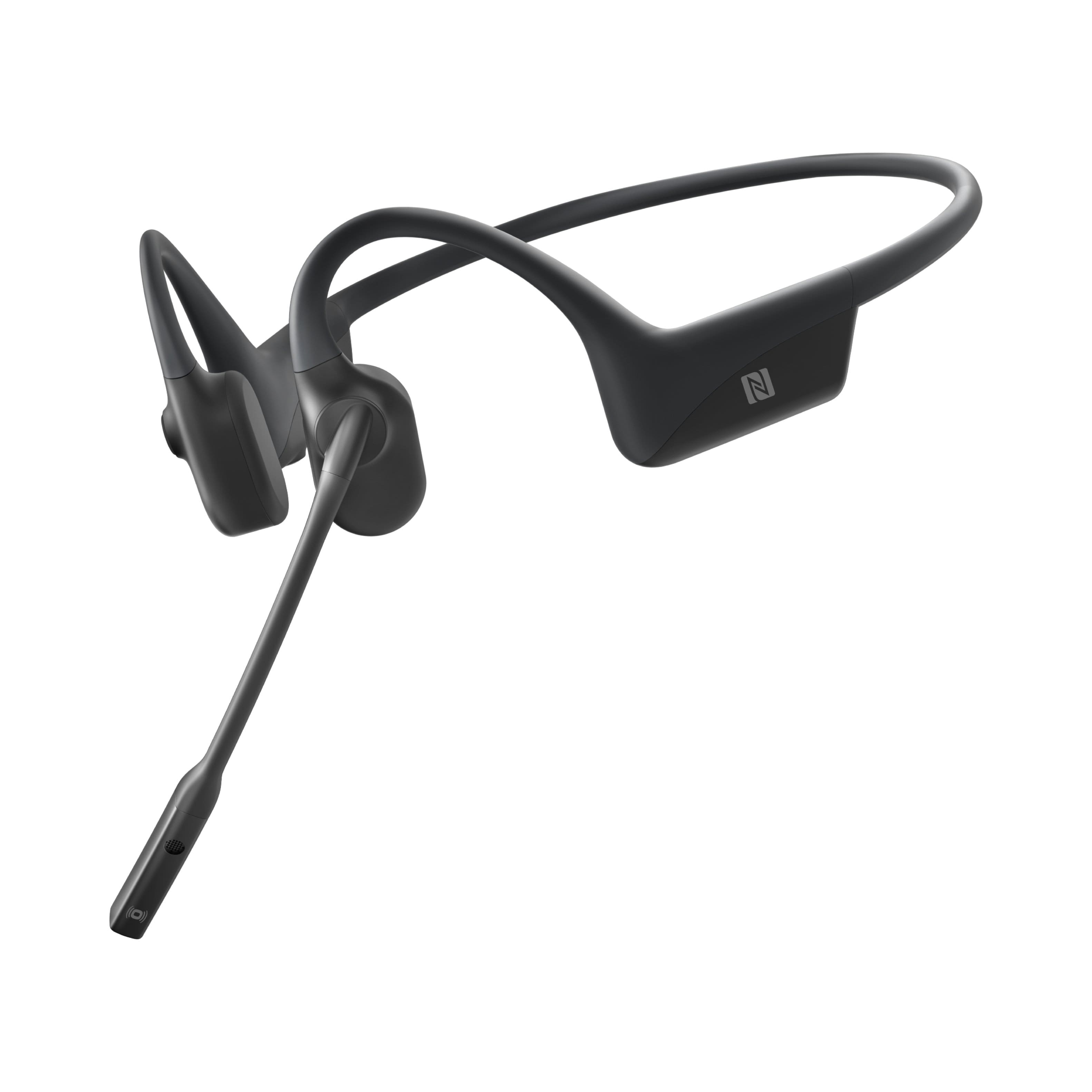 Front. Shokz - OpenComm Noise-Canceling Bone Conduction Stereo Bluetooth Headset - Black.