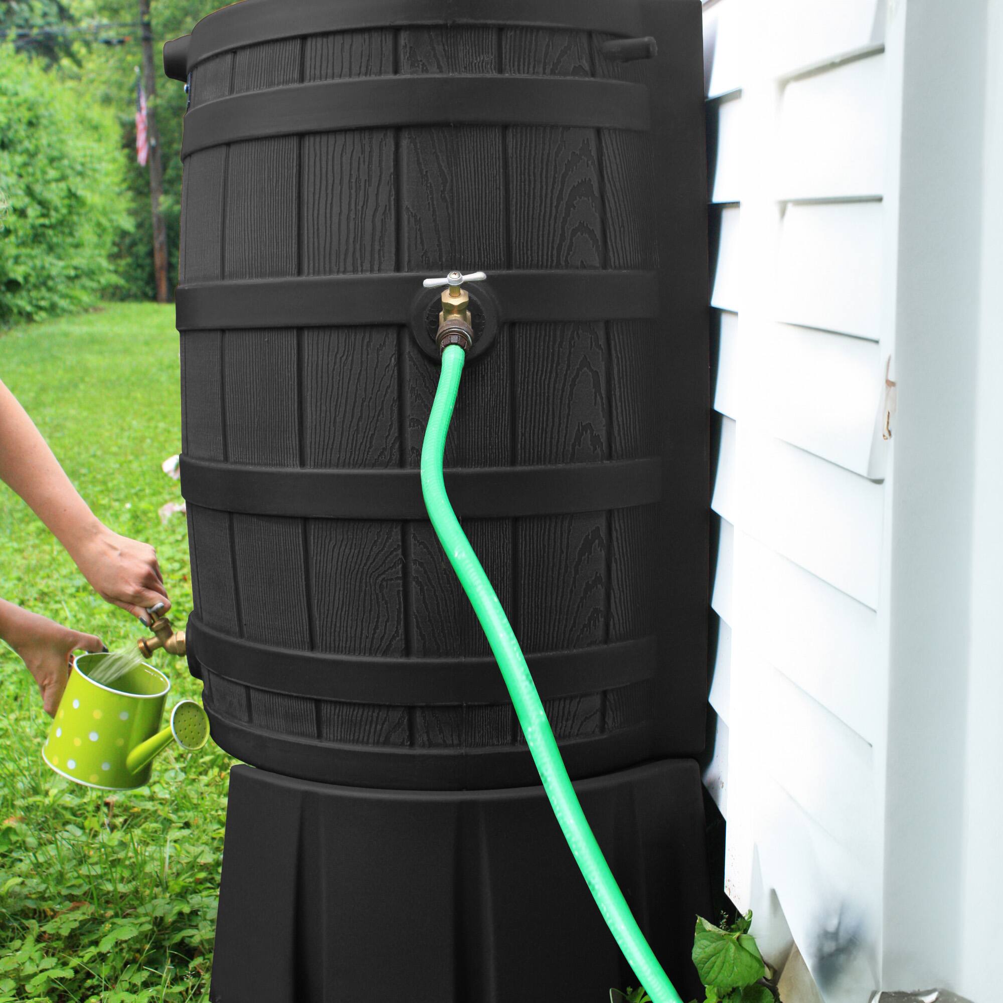 Alt View 4. Good Ideas - Good Ideas Rain Wizard 50 Gallon Rain Barrel Stand, Adds Room for Buckets, Black - Black.