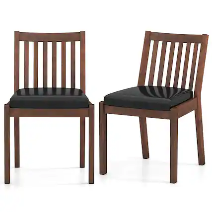 Front. Costway - Costway Dining Chair Set of 2 PU Leather Upholstered Kitchen Armless Chairs - Espresso+Black.