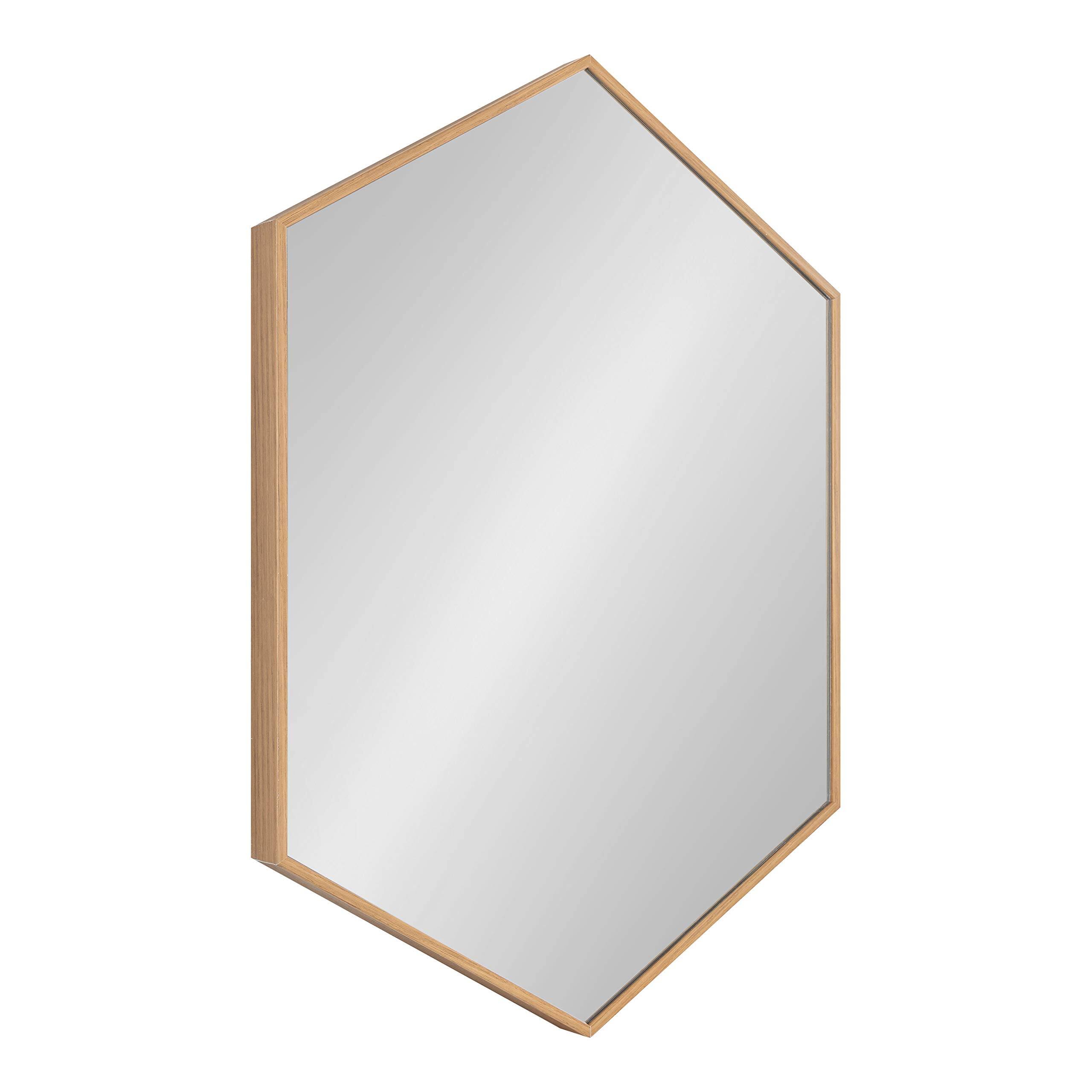 Front. Dazzling Pops - Rhodes 6 sided Hexagon Wall Mirror 30 75 Walnut Brown - Natural 31"L x 22"W.