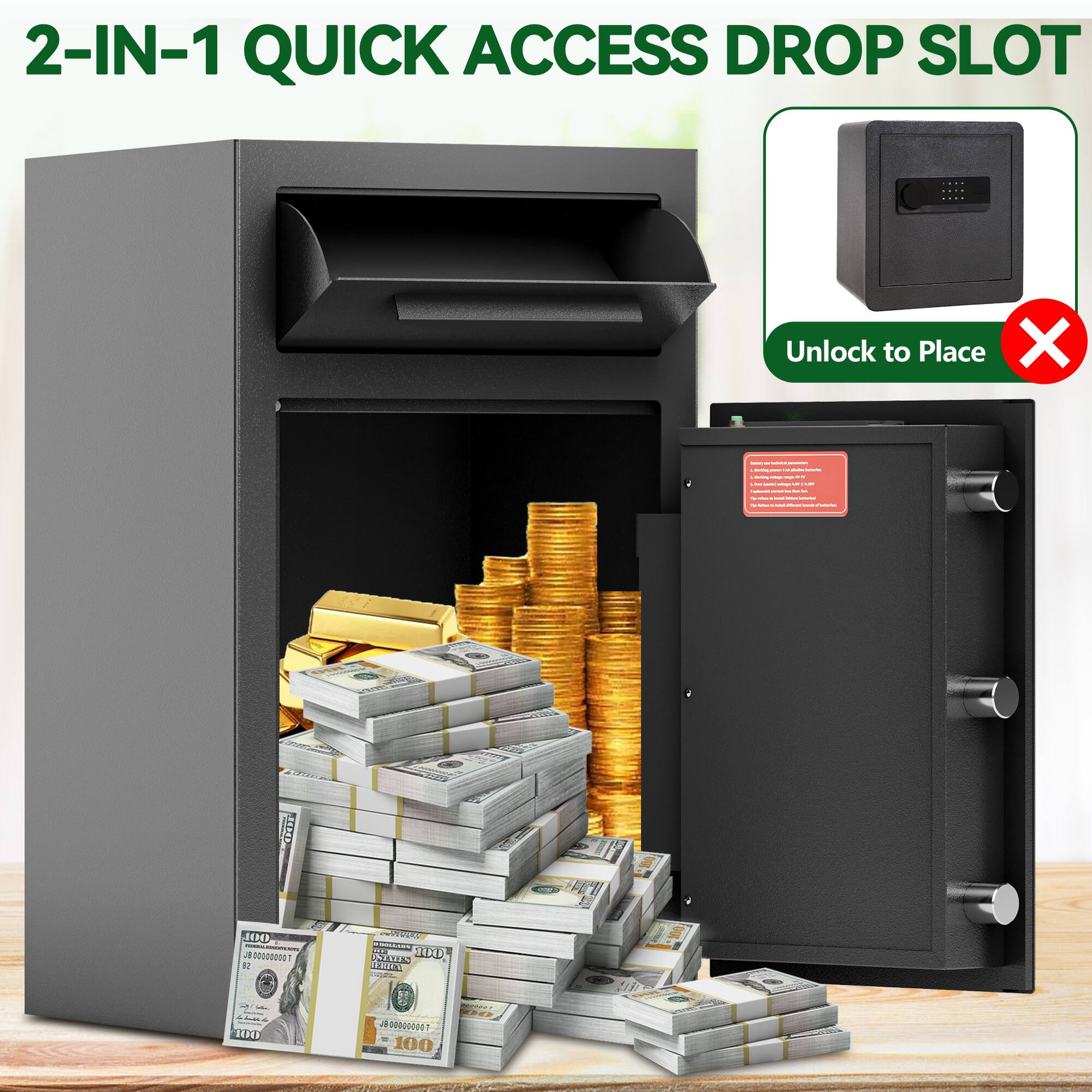 2-IN-1 QUICK ACCESS DROP SLOT

Unlock to Place