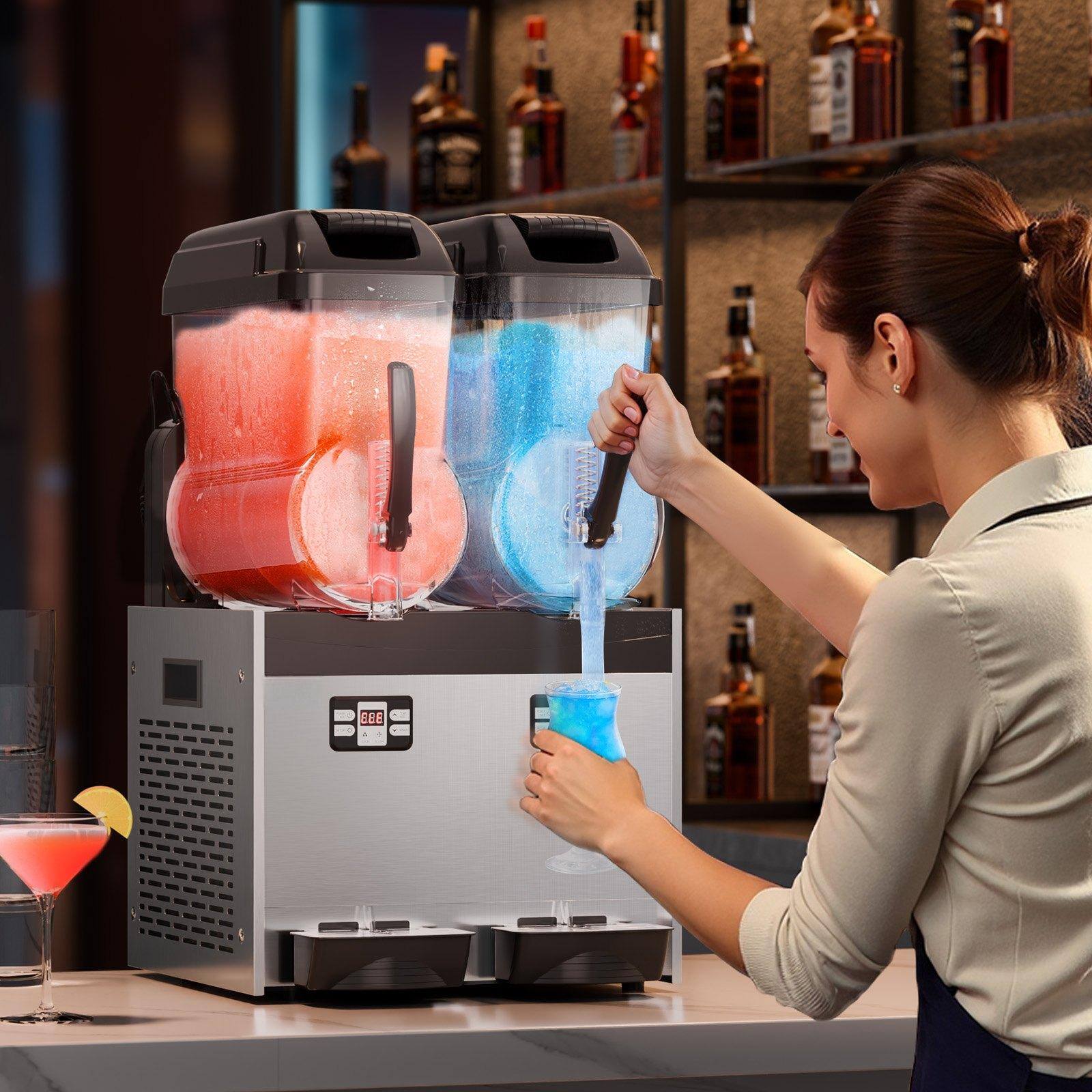 Alt View 1. Glintex - Commercial Slushie Machine 12Lx2 Double Tank Frozen Drink Maker for Restaurant Café Bar Home Party - Silver.