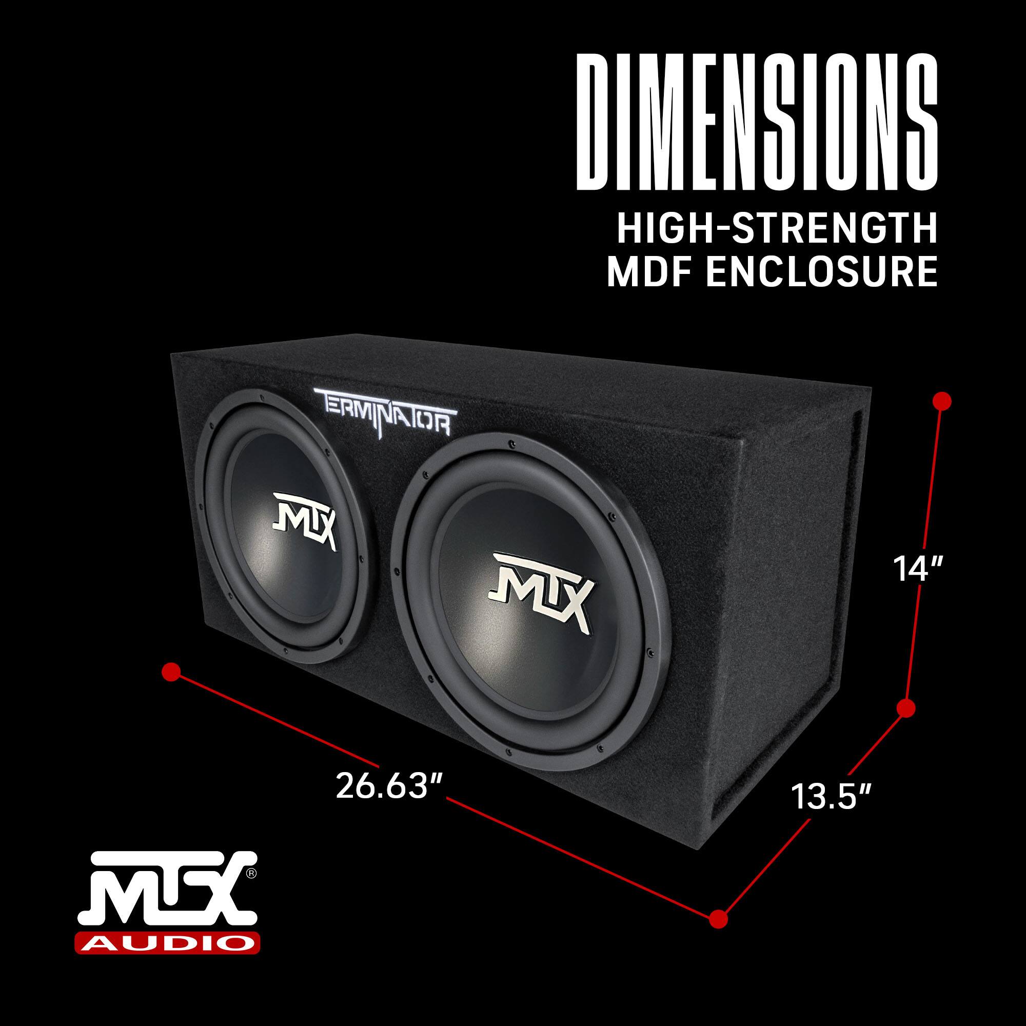DIMENSIONS  
HIGH-STRENGTH MDF ENCLOSURE  
TERMINATOR DR MX  
14" 26.63" 13.5"  
MTX AUDIO