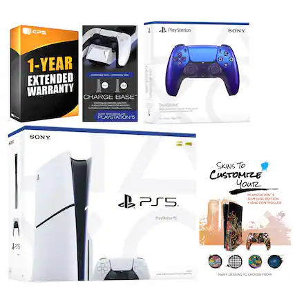 CPS
1-YEAR EXTENDED WARRANTY
CHARGE BASE™
CONTROLLER CHARGING SOLUTION
WORKS WITH:
- PS5
- PS4
- PS3
PlayStation®
SONY
DualSense™
Wireless Controller
For / Pour / Para PS5
SONY
PS5
PlayStation®5
Slim Disc Edition
SKINS TO CUSTOMIZE YOUR
PLAYSTATION®5 SLIM DISC EDITION + ONE CONTROLLER
MANY DESIGNS TO CHOOSE FROM!