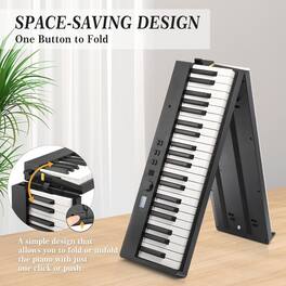 Qeetex - 88-Key Folding Piano with Bluetooth, Semi-Weighted Keys & Headphones