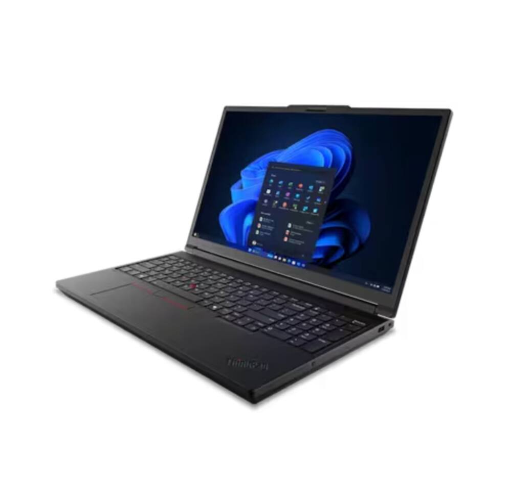 Angle. Lenovo - ThinkPad P16 Gen 3 16" Laptop - 255HX, 32GB RAM, 1TB SSD, RTX PRO 2000 8GB (GDDR7), WQUXGA, 16:10, Non-Touch, 800 Nits - Black.
