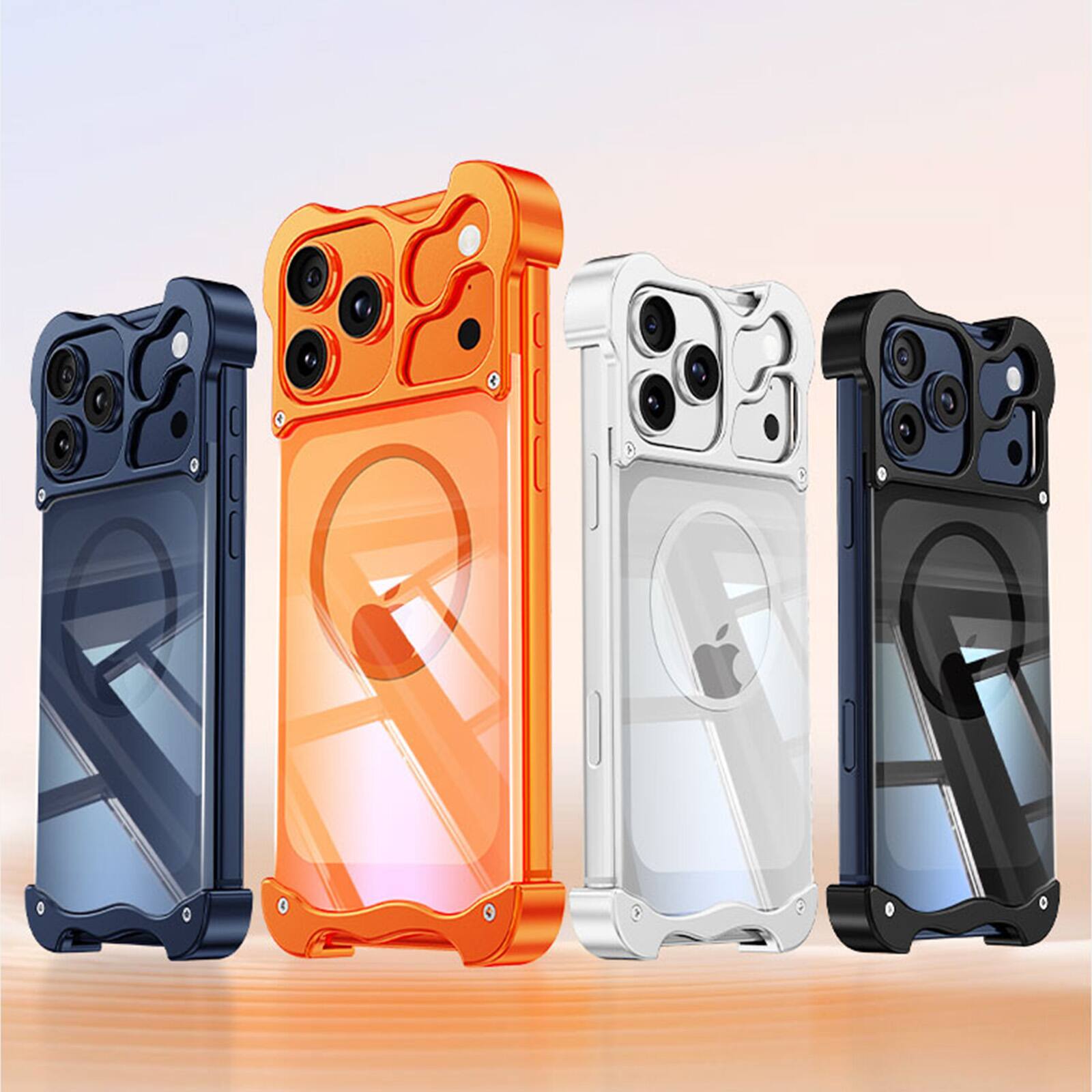 Alt View 4. Dteck - Magnetic Clear Hard PC Case for Apple iPhone 17 Pro, Aluminum Metal Bumper Shockproof Slim Reinforced Corner Phone Cover - Black.