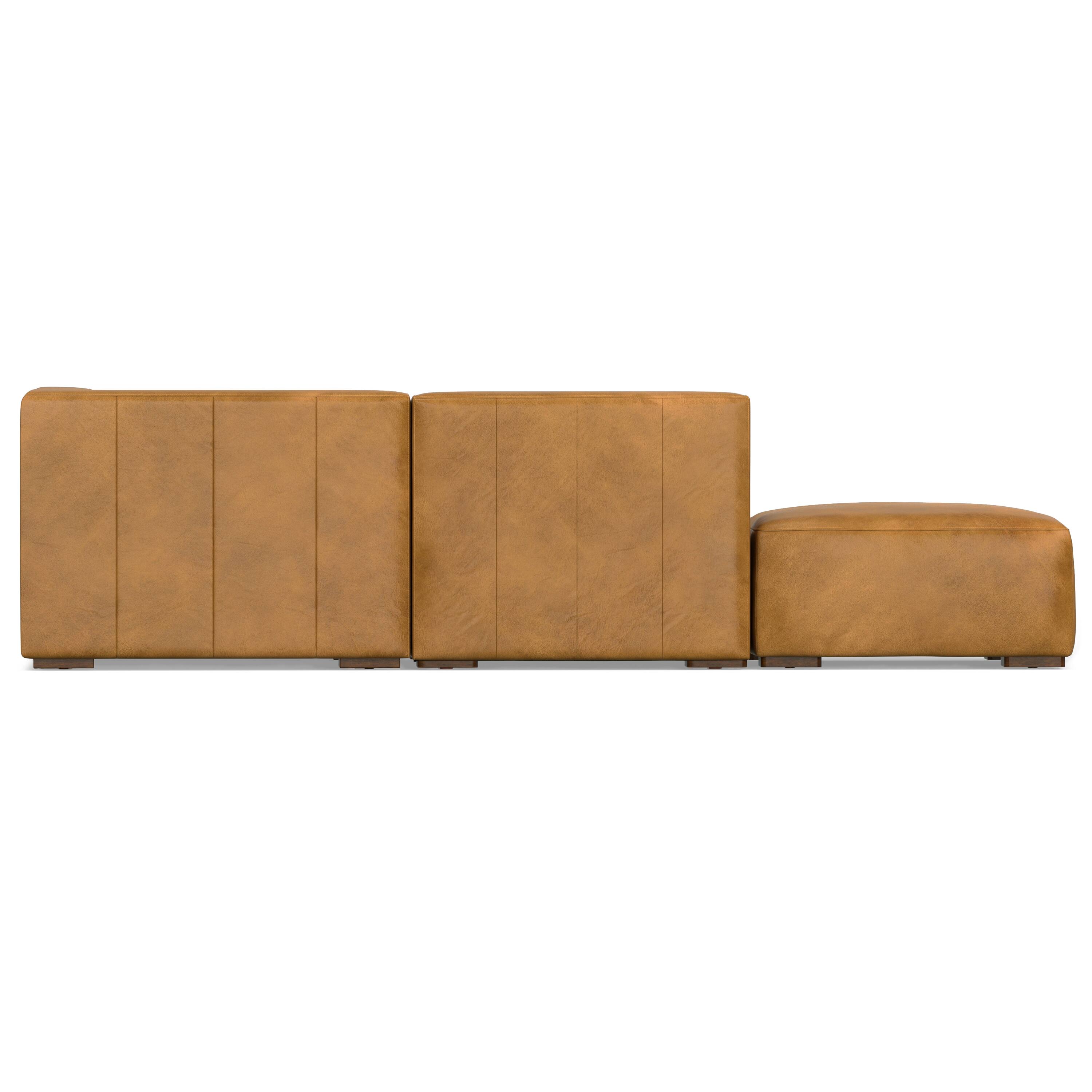 Simpli Home - Rex Left Corner Sectional Modular Sofa with Ottoman in Genuine Leather - Sienna - Thumbnail 4
