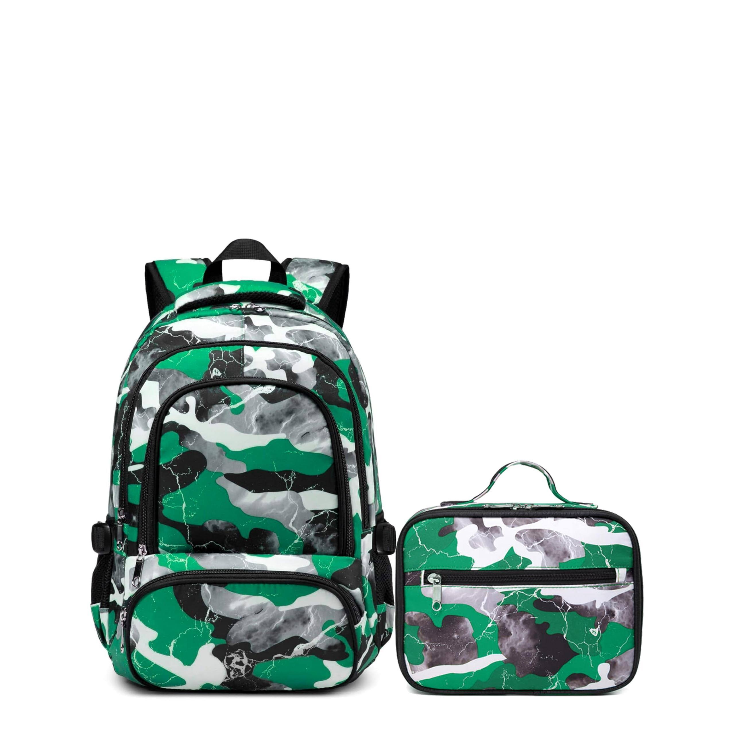 Front. Pacoar Cade - Backpacks Set With Lunch Bag For Primary Elementary School Bags Teens Middle Book Insulated Box Adolescentes To Travel - Black Green.