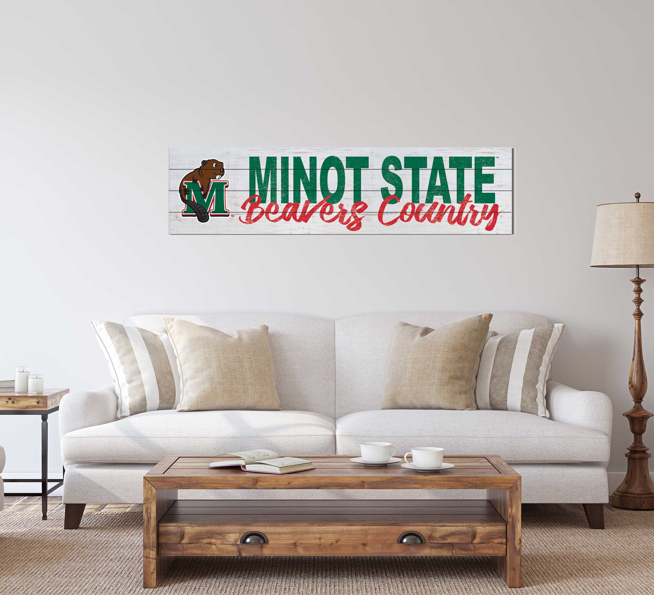 Jardine Minot State Beavers 10'' x 40'' Logo Sign White 5186403 - Best Buy