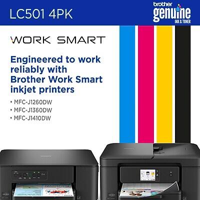 LC501 4PK brother genuine INK & TONER WORK SMART Engineered to work reliably with Brother Work Smart inkjet printers MFC-J1260DW MFC-J1360DW MFC-J1410DW