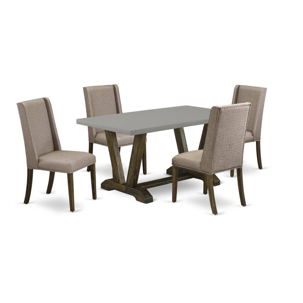 Left. East West Furniture - East West Furniture 5-Pc Dinette Set Included 4 Dining room chairs Upholstered Seat and Stylish Chair Back and - Multi-Color.
