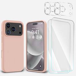 Entronix - 5-in-1 Protection Bundle for iPhone 17 Pro Max - Liquid Silicone Case & Accessories - Beige