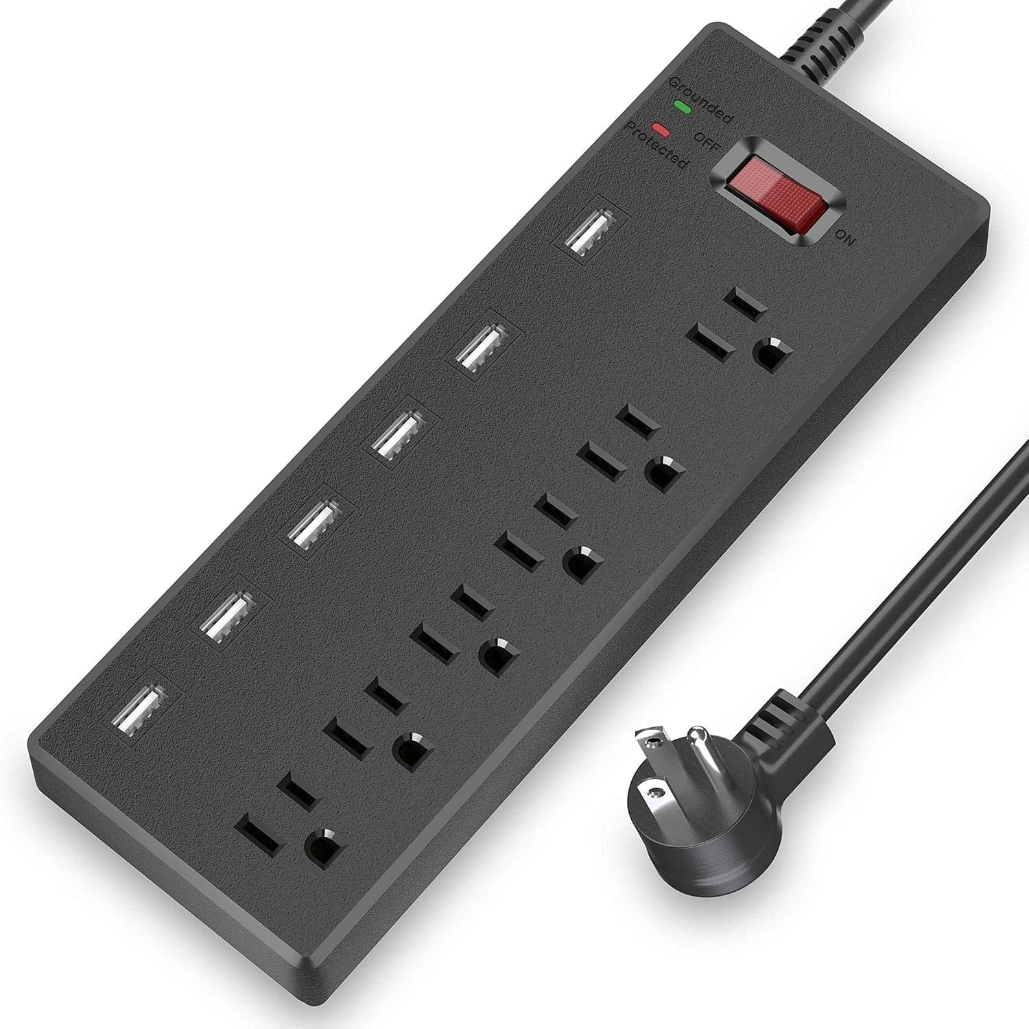Dazzed Corner - Surge Protector Power Strip, 6FT Surge Protector with 6 Outlets - Black