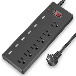 Dazzed Corner - Surge Protector Power Strip, 6FT Surge Protector with 6 Outlets - Black