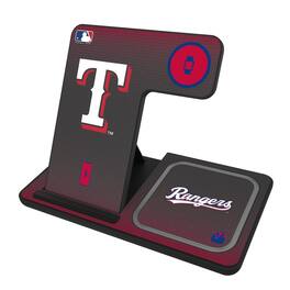 Keyscaper - Texas Rangers Linen Print 3-in-1 Charging Station - Black