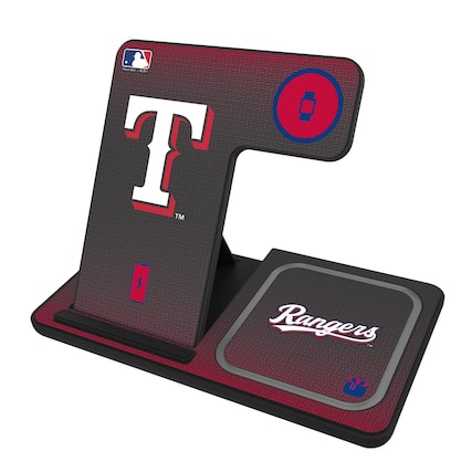 The text on the image can be grouped and corrected as follows:
- "T" (with a trademark symbol)
- "Rangers"
- "MLB" (Major League Baseball logo)
- "P" (with a lightning bolt, likely representing the Texas Rangers logo)
