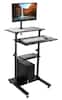 Front. Mount-It! - Rolling Computer Workstation with Height Adjustment, Mobile Stand and Locking Casters for Office or Home, Black - Black.