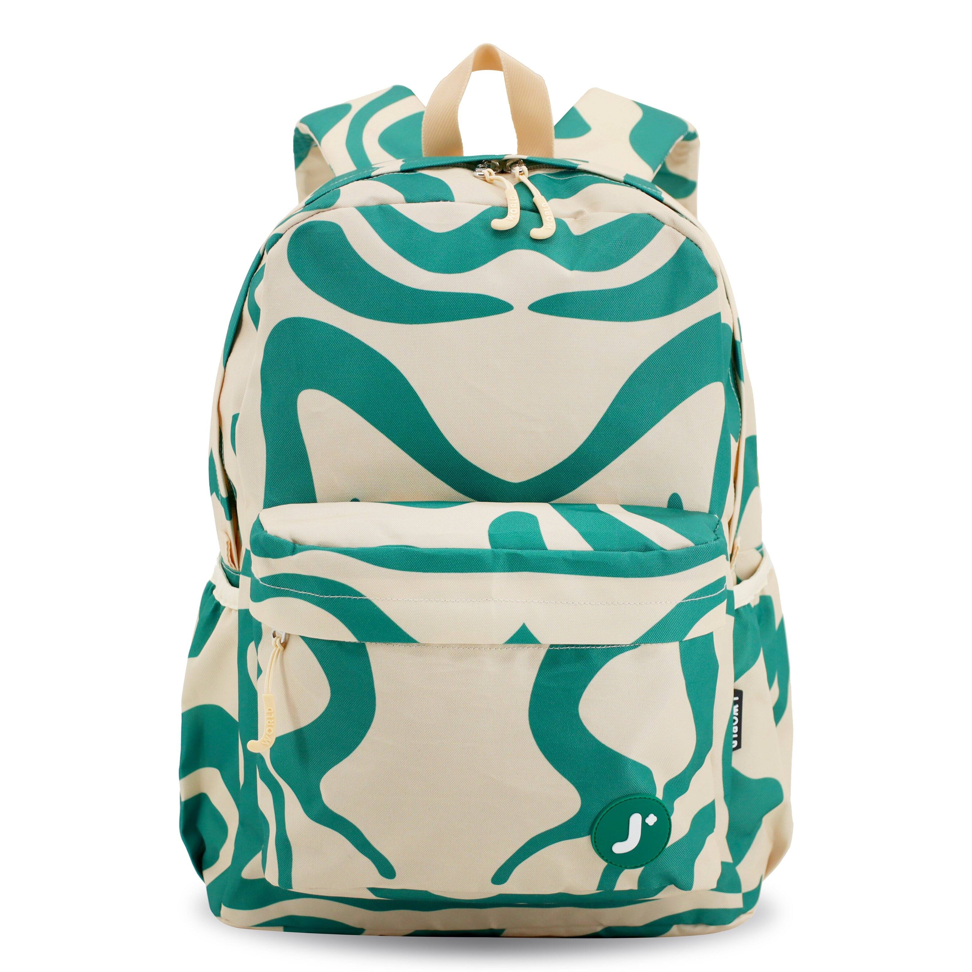 Front. J World - J World Unisex Oz 17" Daily Backpack For School And Travel - Green Swirl - GREEN SWIRL.