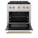 Angle. ZLINE - 30 in. Wide 4 Burner ZLINE Autograph 4.2 cu. ft. Freestanding Paramount Gas DuoPro Range with Polished Gold Accents - White Matte.