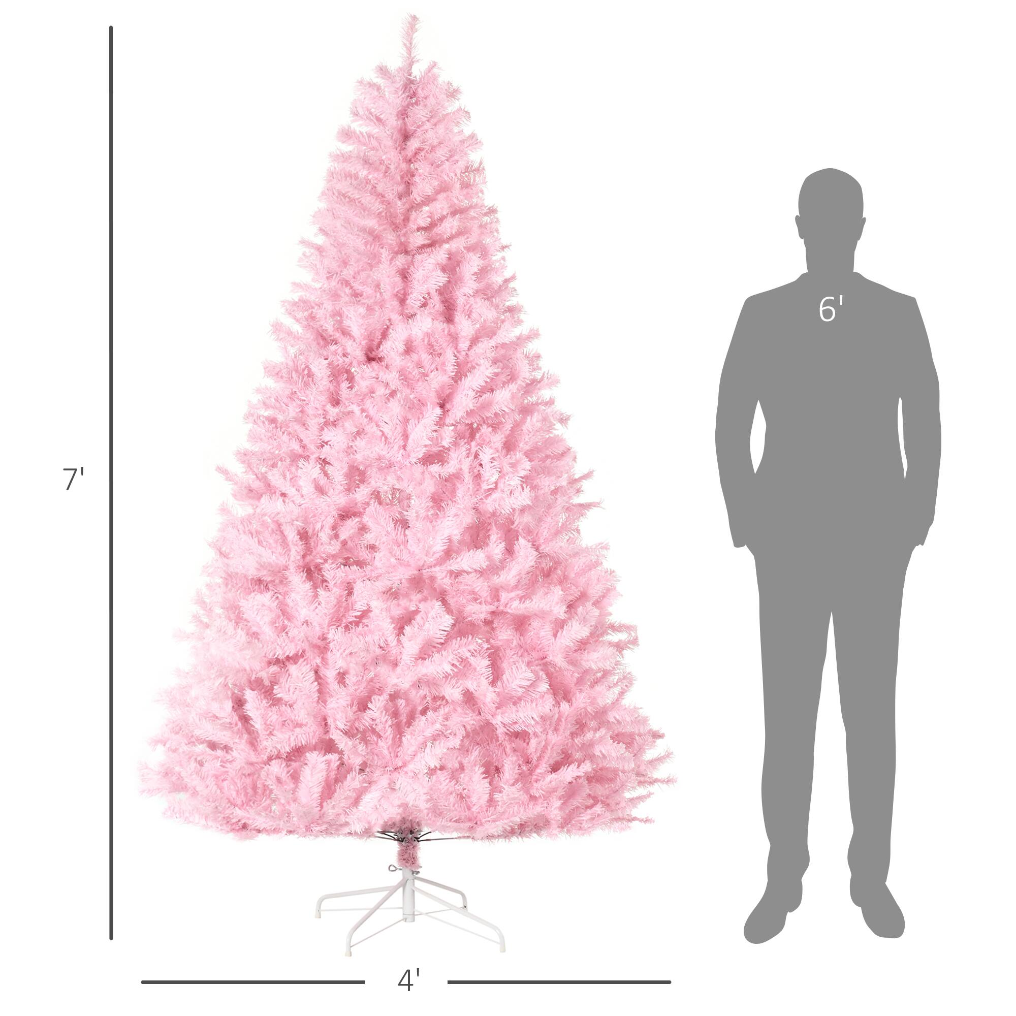 Alt View 2. Homcom - Tall Artificial Christmas Tree Holiday Décor with 1288 Branches, Auto Open, Steel Base, Wide Shape - pink.