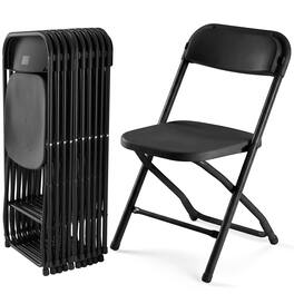 Sweetcrispy - 10 Pcs Portable Folding Chairs with Metal Frame, Stackable Chairs for Indoor/Outdoor Use - Black