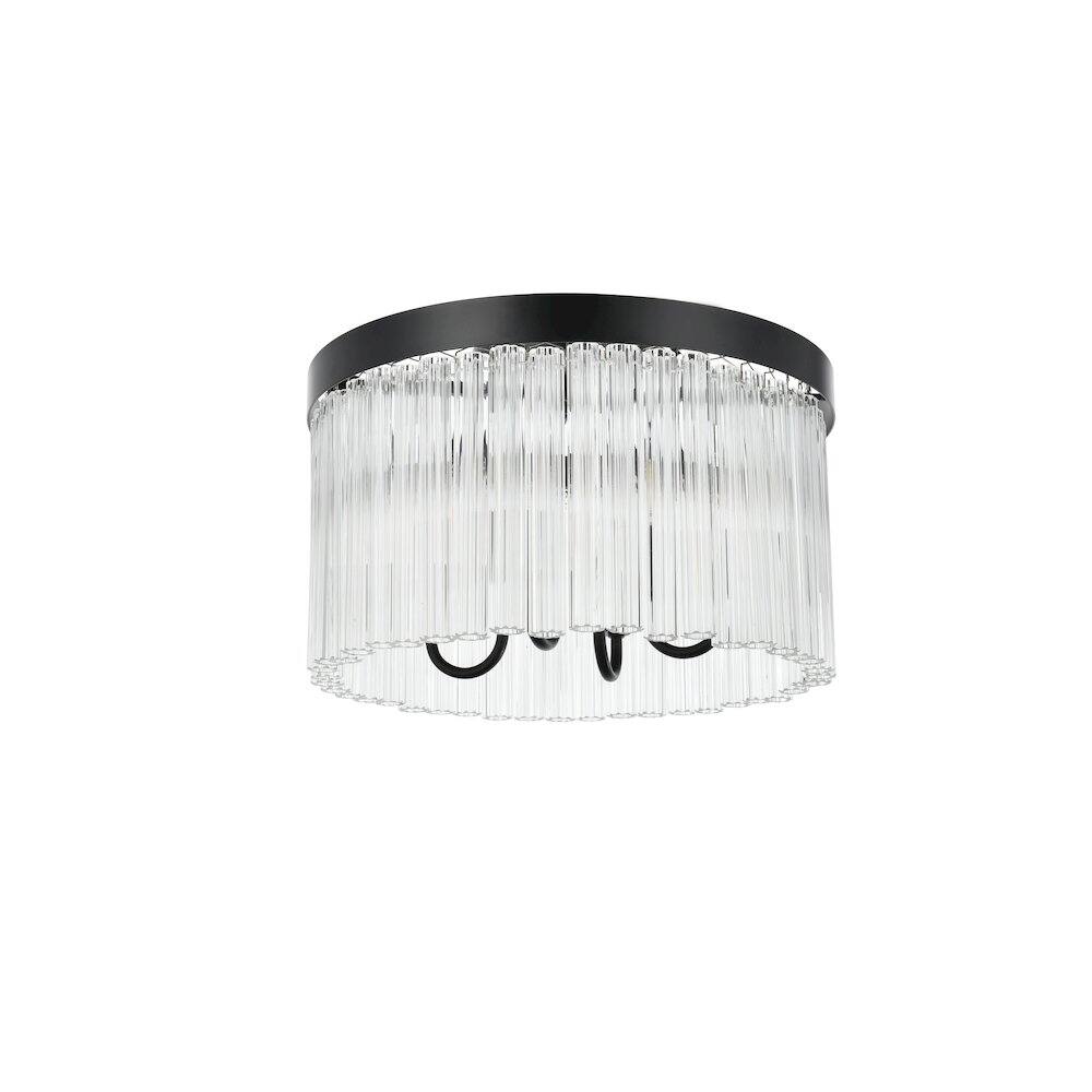 Angle. Elegant Lighting - Harlow 16 Inch Flush Mount Ceiling Light In Black - Black And Clear.