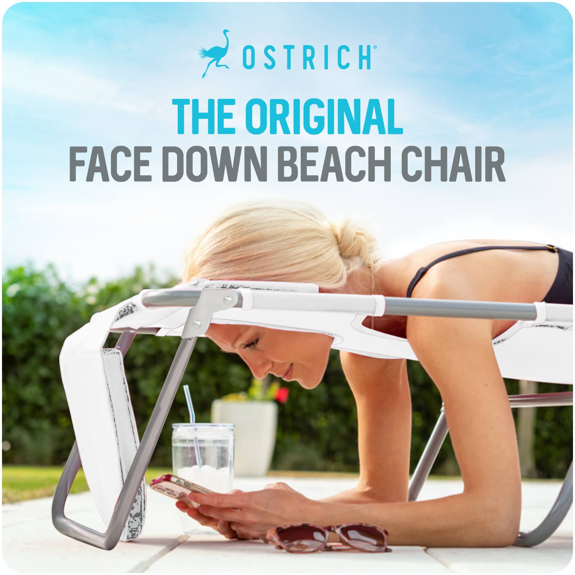 OSTRICH  
THE ORIGINAL  
FACE DOWN BEACH CHAIR